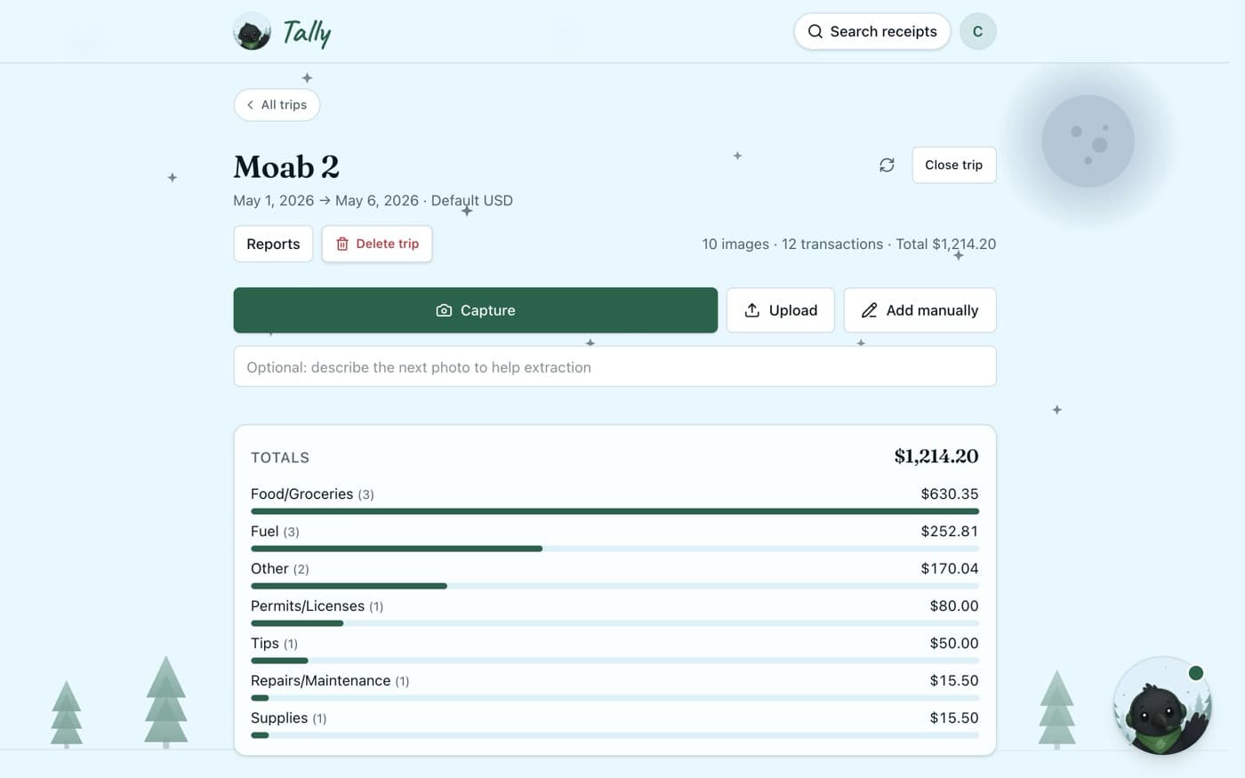 Tally homepage